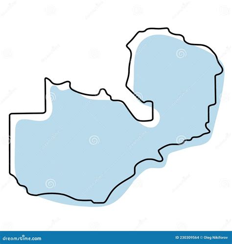 Stylized Simple Outline Map Of Zambia Icon Blue Sketch Map Of Zambia