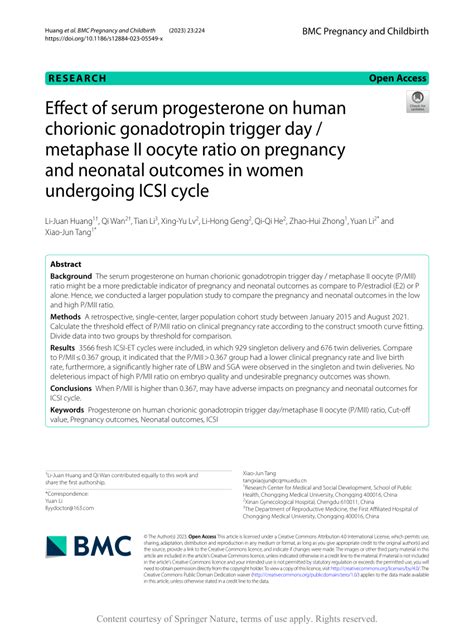 PDF Effect Of Serum Progesterone On Human Chorionic Gonadotropin