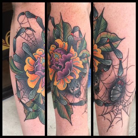 Unify Tattoo Company Tattoos Skyler Del Drago Spider Peony