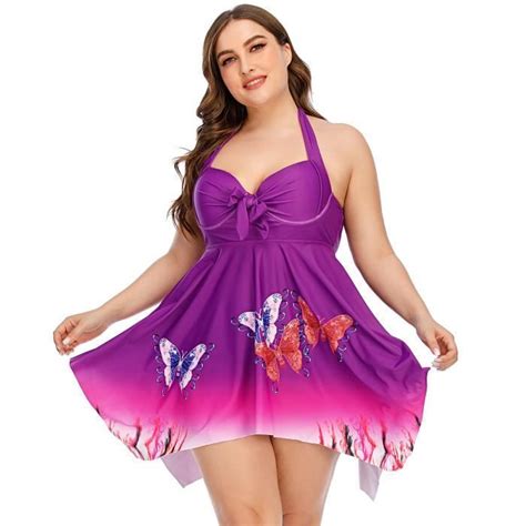 Maillot De Bain Femmes Plus La Taille Dégradé Couleur Split Bikini