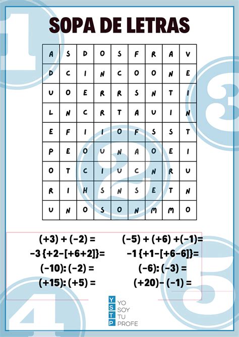 Sabrías resolver esta sopa de letras de operaciones matemáticas Yo