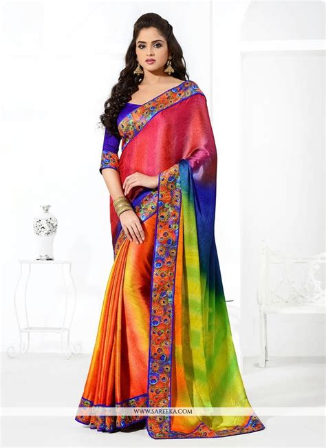 Multicolor Crepe Silk Jacquard Saree