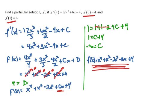 Particular Solutions Math Calculus Antiderivatives Showme