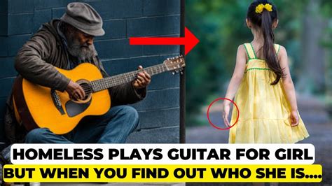 Homeless Plays The Guitar And Little Girl Stops To Listen When He