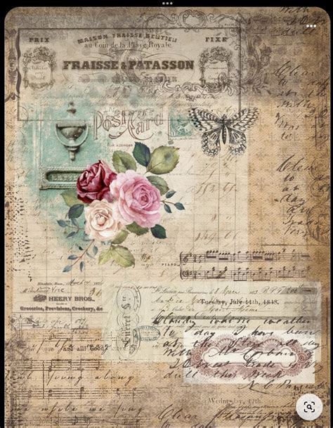 An Old Fashioned Paper With Roses And Music Notes On The Bottom Along