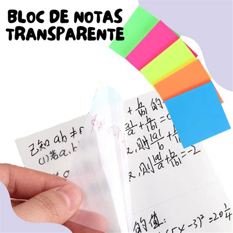 Notas Adhesivas Transparente Impermeable Piezas Block Universo En