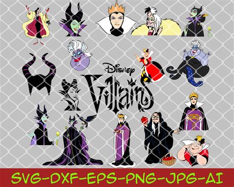 Disney Villains SVG Bundle Eps Dxf Png Files Ursula Svg Etsy