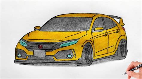 How To Draw A HONDA CIVIC TYPE R 2017 Drawing 3d Car Coloring Honda