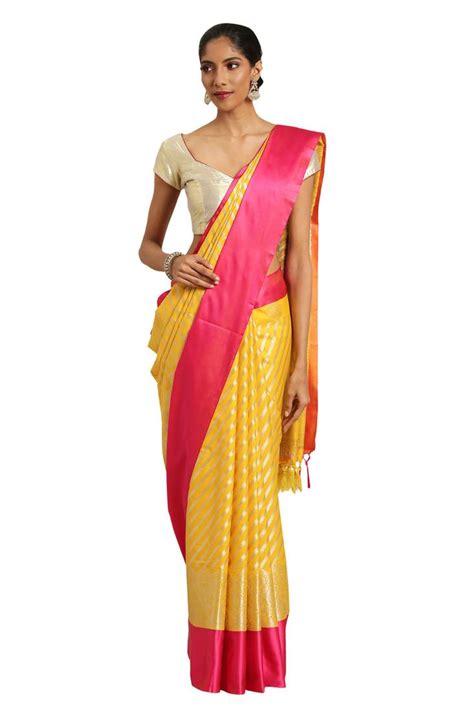 Yellow Woven Katan Silk Saree With Blouse Varkala Silk Sarees 3118527