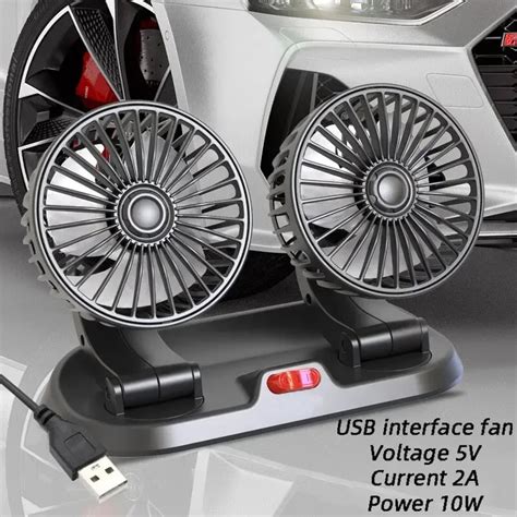 Ventilador De Refrigera O Do Carro Ajust Vel Dual Head USB Auto Cooler