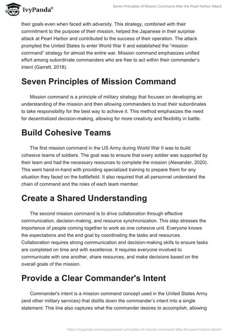 Seven Principles Of Mission Command After The Pearl Harbor Attack