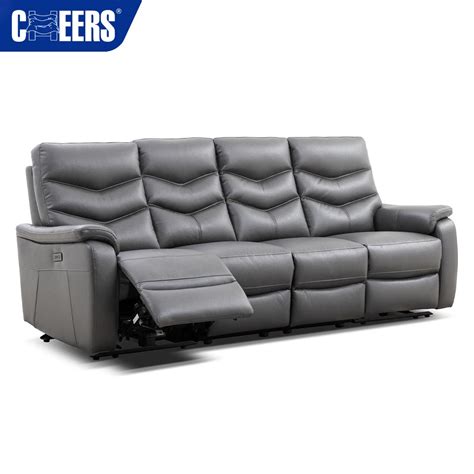 Manwah Cheers Euro Leather Upholstered Power Reclining Living Room Sofa