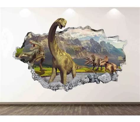 Vinilo D Pared Rota Dinosaurios Diplodocus X Cuotas Sin Inter S