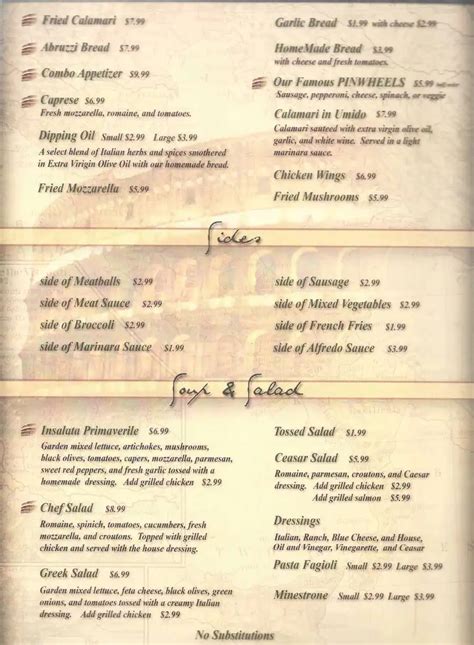 Francesco's Italian Restaurant Menu - Urbanspoon/Zomato