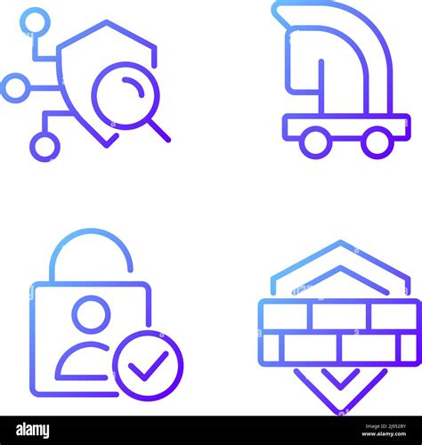 Online Security Measures Pixel Perfect Gradient Linear Vector Icons Set