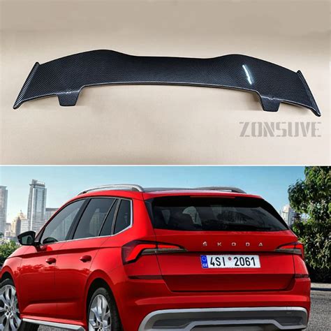 Use For Skoda Kamiq Spoiler Abs Plastic Carbon Fiber Look