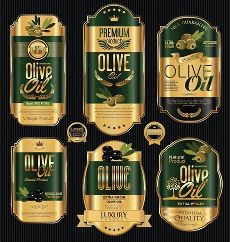 Etiquetas De Aceite De Oliva Vector Premium