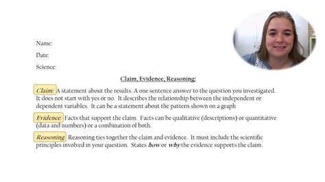 Claim Evidence Reasoning Video Lesson Youtube