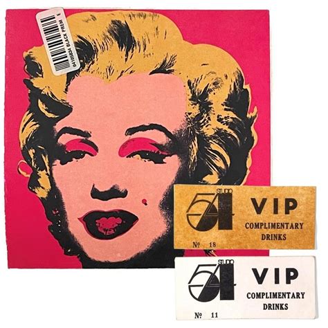 Andy Warhol MARILYN PRINT AND TWO SIGNED STUDIO 54 VIP TICKETS 1981