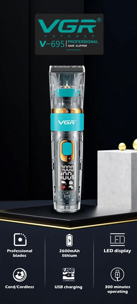 VGR V-695 Hair Clipper - Professional, Rechargeable, and Washable