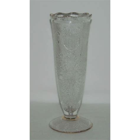 Jeannette Glass Harp Crystal With Gold Trim Footed Flower Bud Etsy