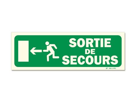 Panneau sortie de secours picto flèche gauche PHOTOLUMINESCENT en