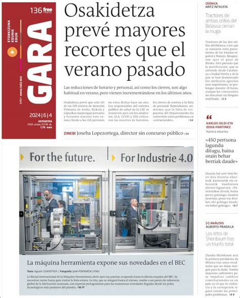 Journal Gara Espagne Les Unes Des Journaux De Espagne Toute La