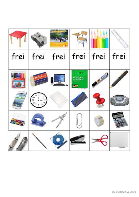 Schulsachen Bingo Deutsch Daf Arbeitsbl Tter Pdf Doc