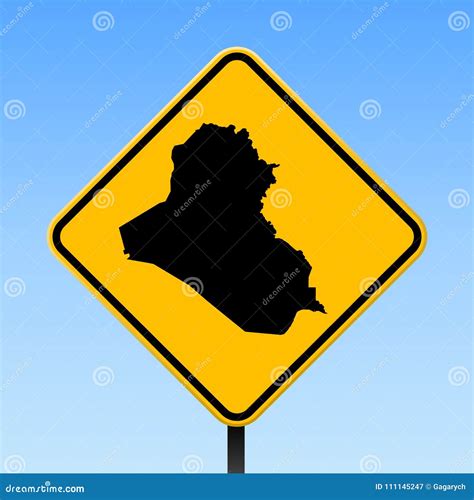 Republic Of Iraq Map On Road Sign Stock Vector Illustration Of