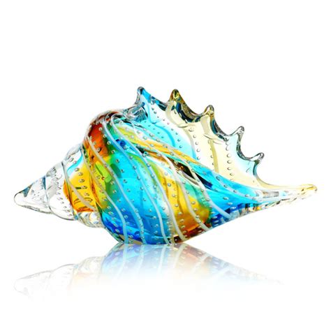 Blown Glass Conch Shell Figurines Collectible Crystal Glass Art Seashell Sculpture Paperweight