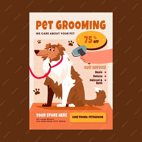 Premium Vector Pet Grooming Poster Template Design