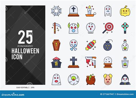 Halloween Lineal Color Icon Pack Vector Illustration Stock Vector