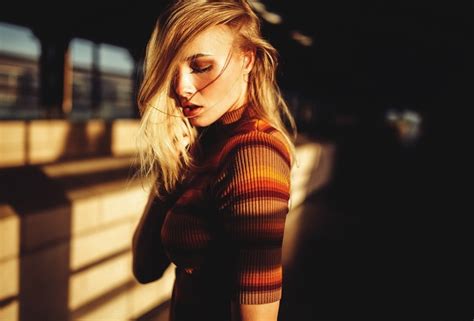 Women Face Portrait Sunlight Blonde Sebastian Heberlein