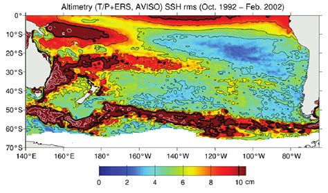 Map Of The Rms Sea Surface Height Variability In The South Pacific