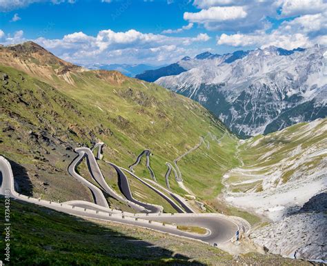 Italy Stelvio National Park Famous Road To Stelvio Pass In Ortler