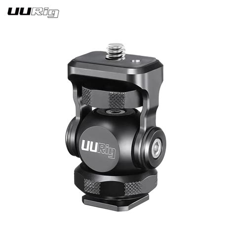 Uurig R015 Vlogger Monitor Mount Adapter Cold Shoe Ballhead Monitor Bracket Mic Holder Canon