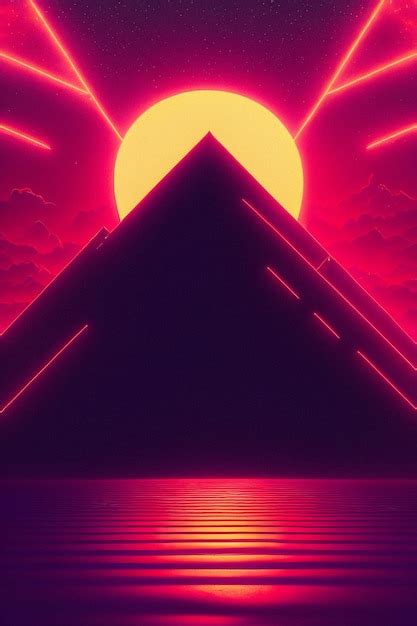 Premium Photo Synthwave Style Pyramid