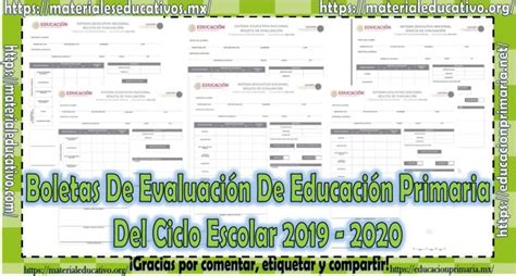 Boletas De Evaluación De Educación Primaria Para El Ciclo Escolar 2019