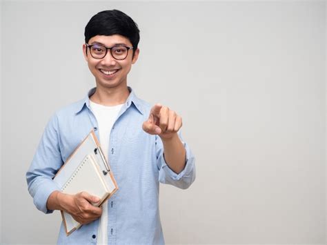 Premium Photo Cheerful Businessman Hold Document And Diary Point