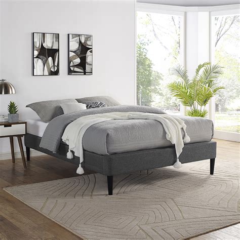 Modern Essentials Parnell Upholstered Platform Bed Frame King Gray