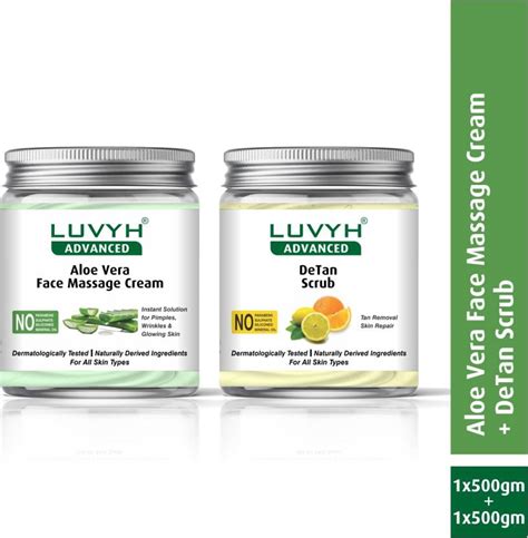 Luvyh Aloe Vera Face Massage Cream Pack Of 1x500gm And Detan Scrub Pack