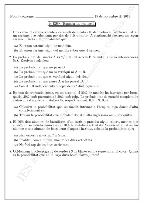 Examen Easytdufiuoj Ies Ram N Cid Departament De Matemtiques