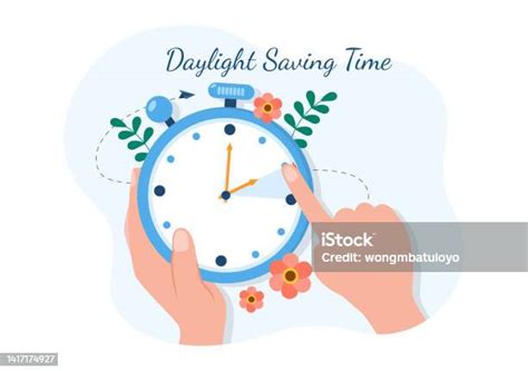 Daylight Savings Time Hand Drawn Flat Cartoon Illustration With Alarm Clock Or Calendar From