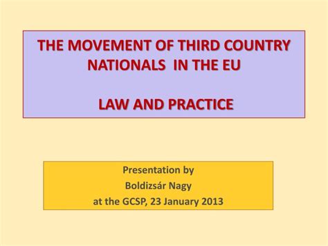 Ppt The Movement Of Third Country Nationals In The Eu Law And