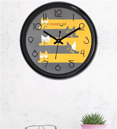 Buy Funny Cats Wall Clock in Yellow Colour by Random at 38% OFF by ...