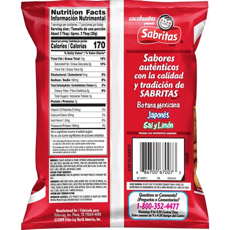 2 Pack Sabritas Chile And Lime Flavored Peanuts 7 Oz Bag