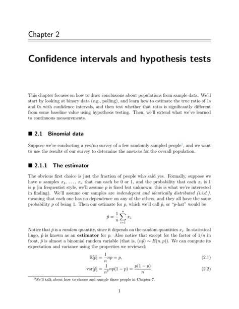 Confidence Intervals And Hypothesis Tests