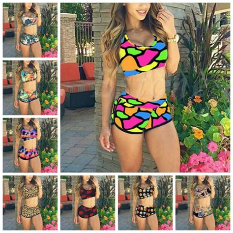 Brand New Sexy Womens Crop Top High Waist Shorts Bikini Beach