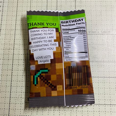 Editable Minecraft Chip Bag Design For Party Favors Giveaways