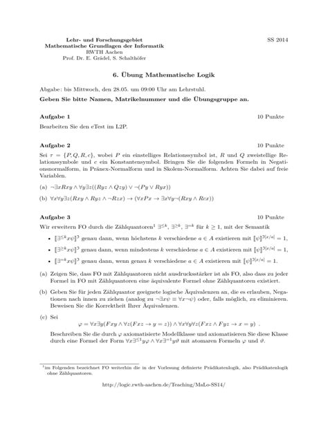 Bung Mathematische Logik Rwth